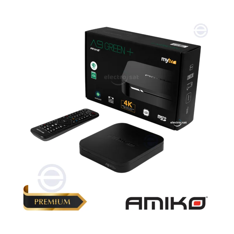 Amiko A9 Green+ Plus 4K Android OTT Media Streamer Electro-Sat Amsterdam iptv ontvanger Amiko A9 Green+ Plus Groothandel